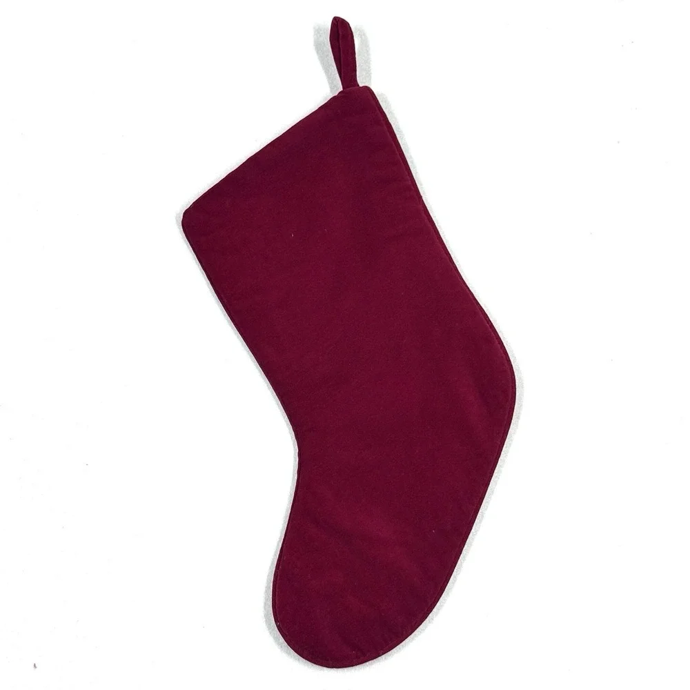Vintage Christmas Stocking Needlepoint by Hand‎ Wool Velvet Santa Claus Presents
